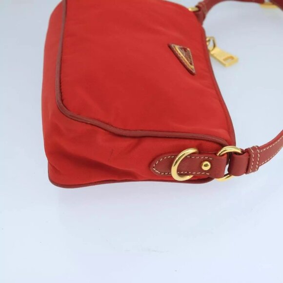 PRADA Hand Bag Nylon Red Gold Auth - Picture 13 of 16